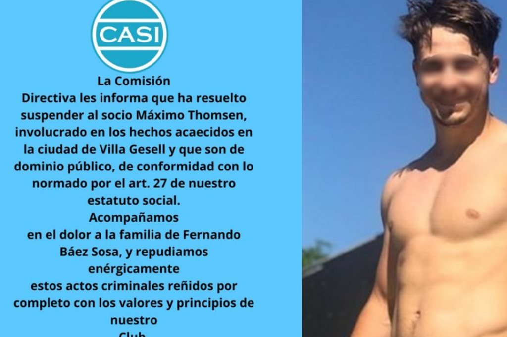  El CASI suspendió a Máximo Thomsen, uno de los 10 detenidos por el crimen de Fernando Báez Sosa